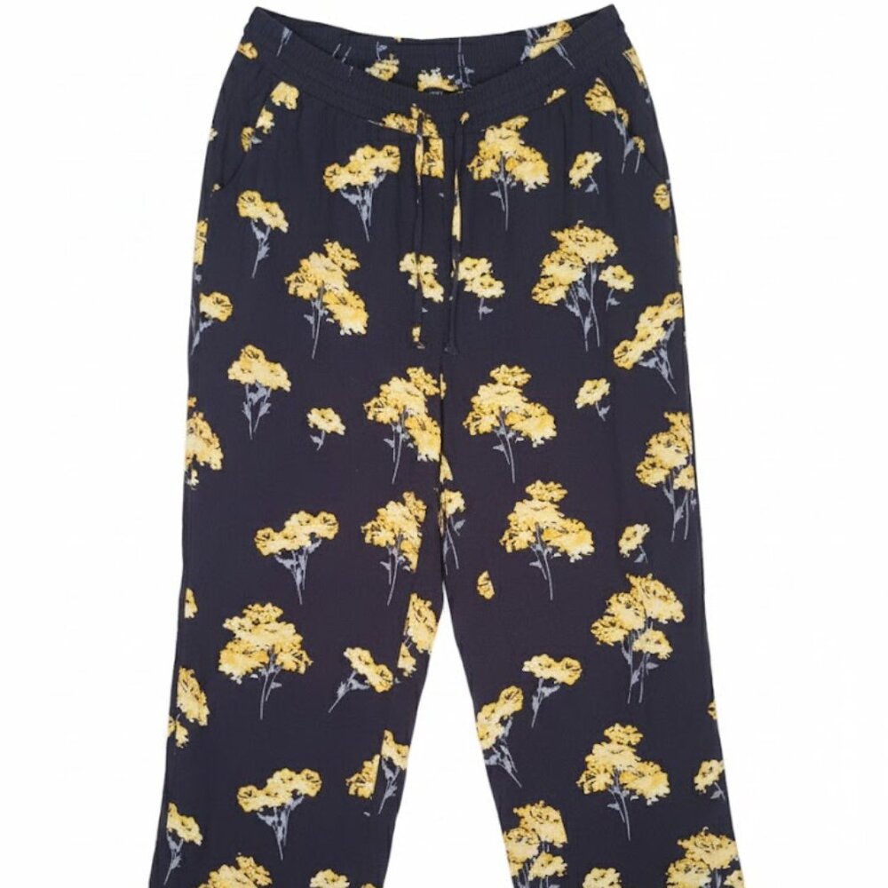 LOFT Floral Navy/Yellow Cotton Pants